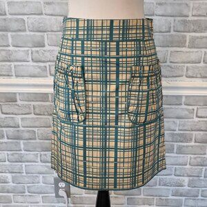 Anthropologie Girls From Savoy Pocket Skirt Teal Plaid 2 Preppy Gilmore Casual